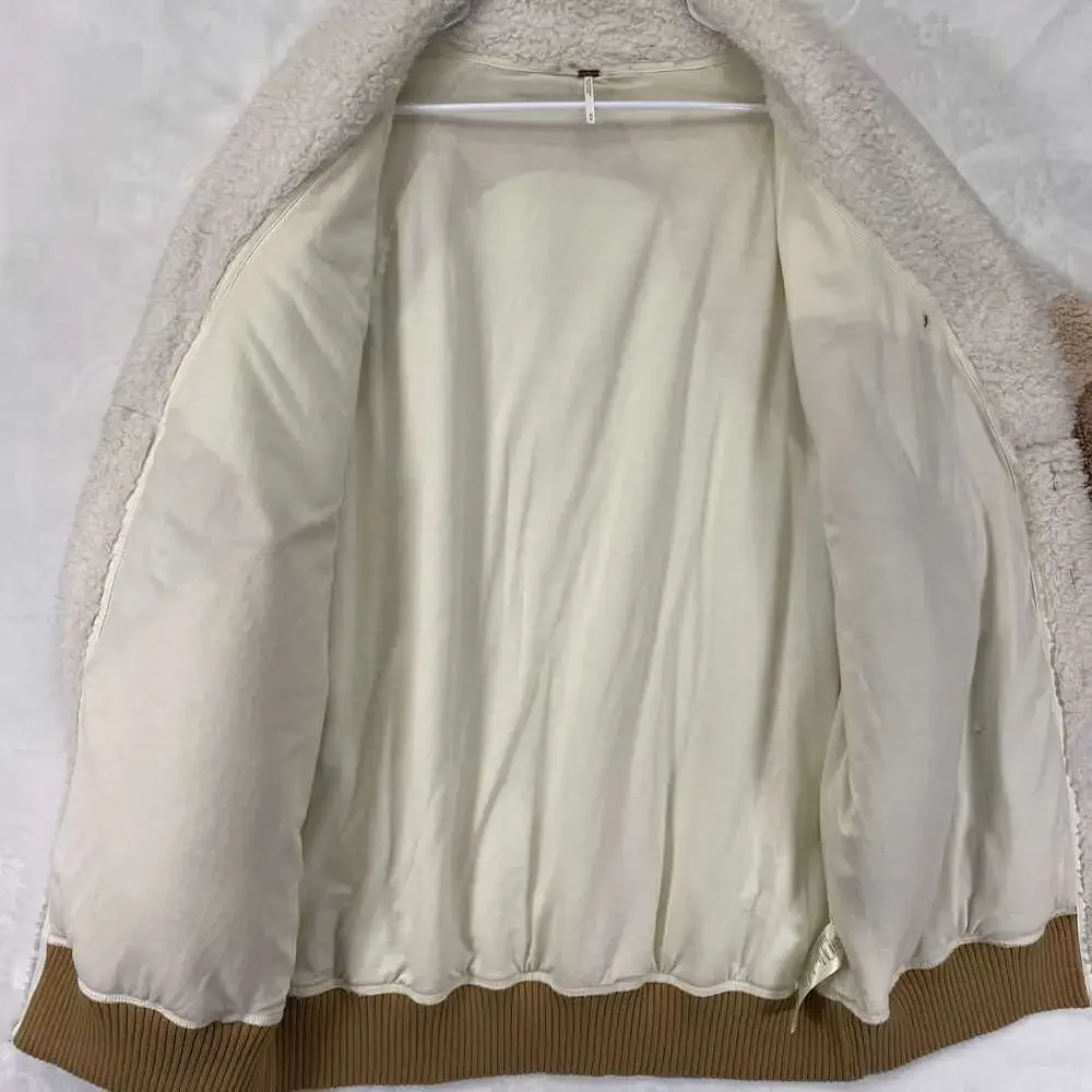Rare Free People Selma Cardi Color Block Sherpa Cardigan Sz M